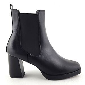 French Connection Women's Penny S Vegan Leather Platform Chelsea Boot Black 8